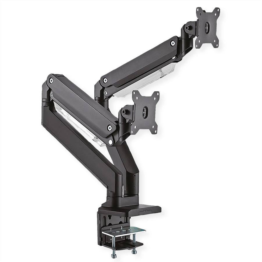 ROLINE LCD-Doppelarm, Tischmontage, Gasfeder, 2x 5 Gelenke, bis 35 Zoll, bis 2x 15 kg