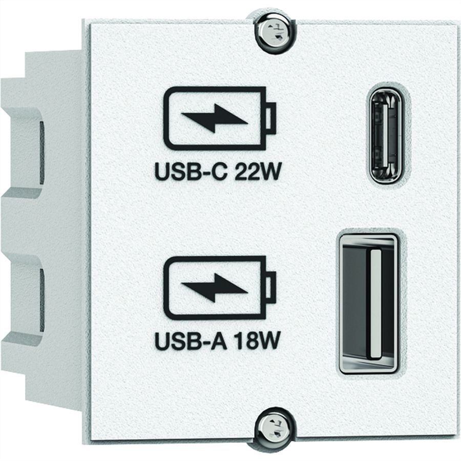 BACHMANN Custom Modul USB Charger Typ A & C 22W, Quickcharge, weiß
