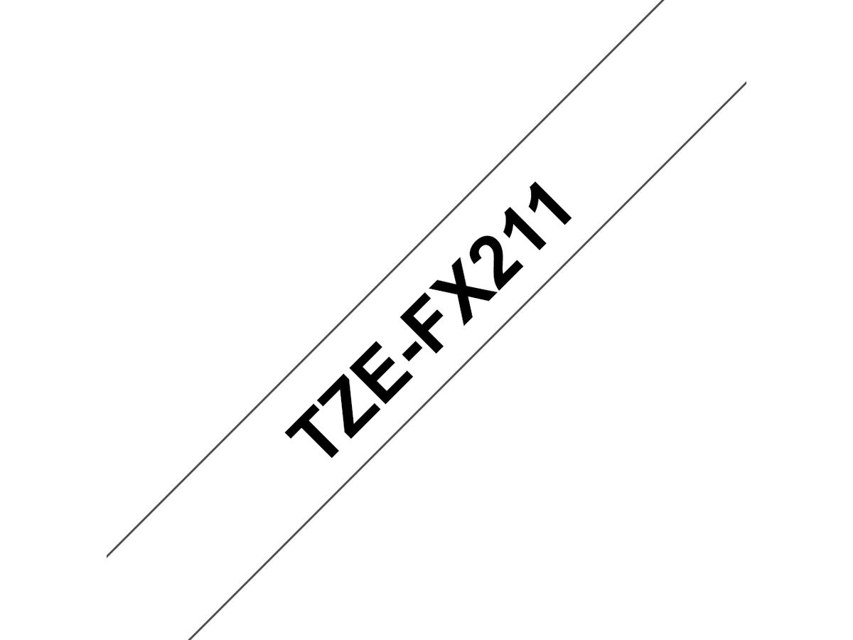 Brother TZE-FX211 Etiketten erstellendes Band Schwarz auf weiss