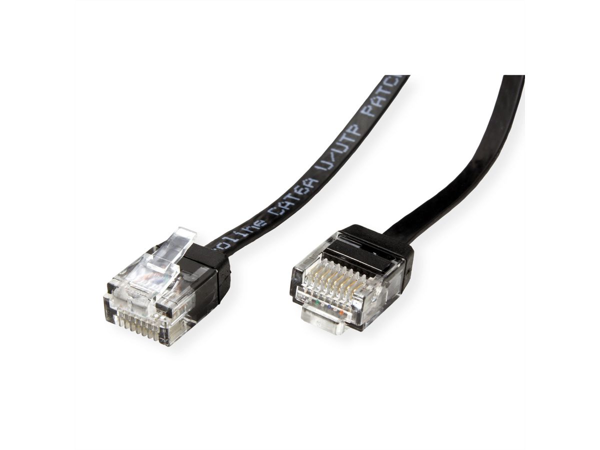 ROLINE UTP Patchkabel Kat.6A (Class EA), extra-flach, schwarz, 1 m