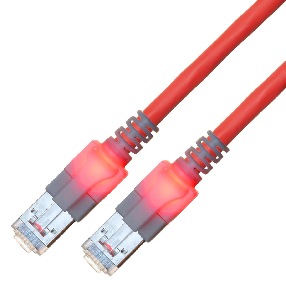 EasyLan DualBoot LED Patchkabel RJ45 S/FTP Cat.6 (Class E), mit saCon Stecker, LSOH, rot, 2 m