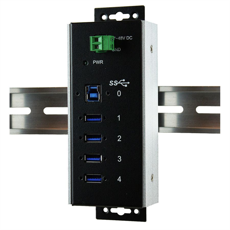EXSYS EX-1185HMVS-WT USB3.0 Metall Hub 4 Ports Din Rail Temperaturber. -40°C bis 85°C