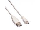 VALUE USB 2.0 Kabel, Typ A - 5-Pin Mini, weiß, 3 m