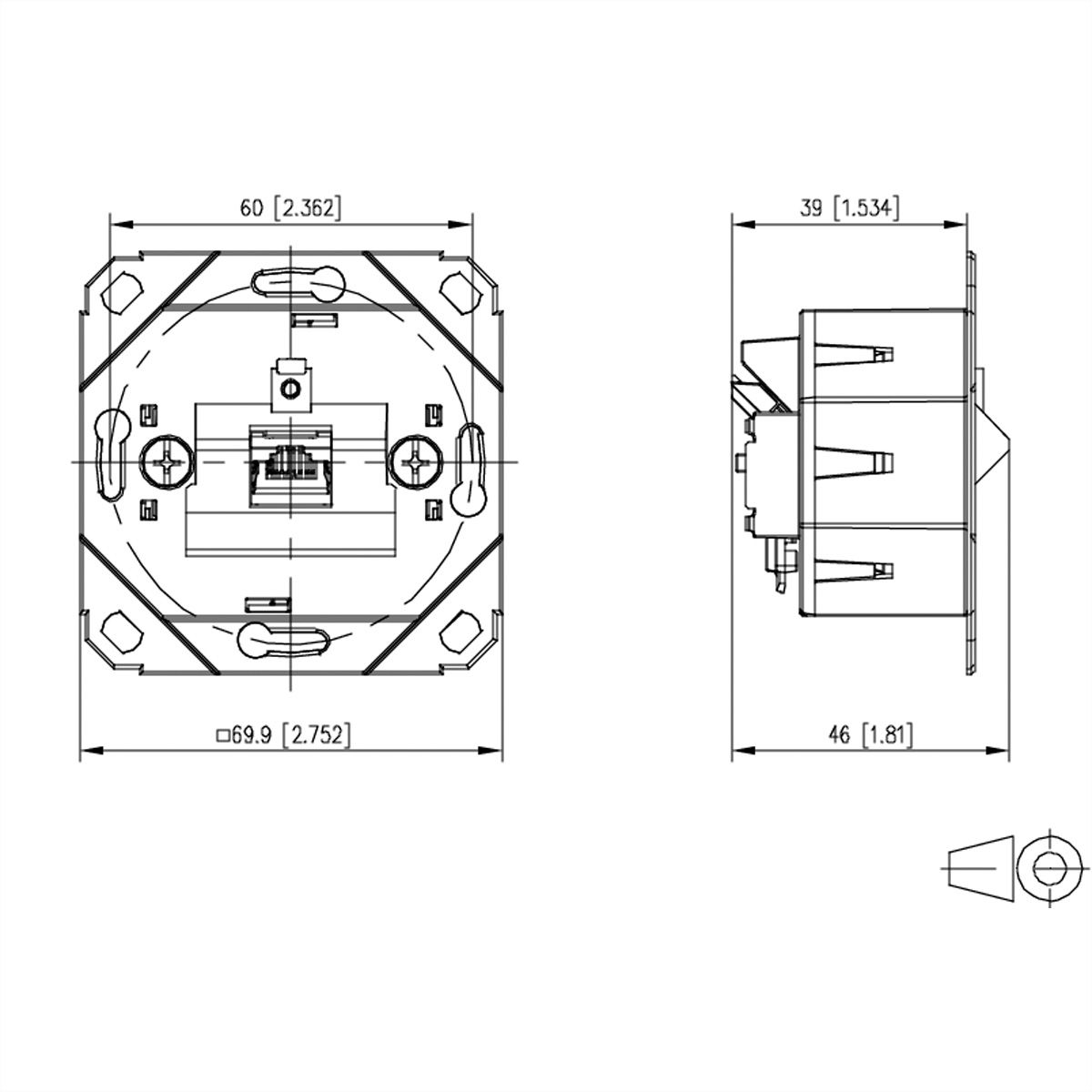 METZ CONNECT E-DAT C6A IDC Dose, 1 Port, UP0, metallisch