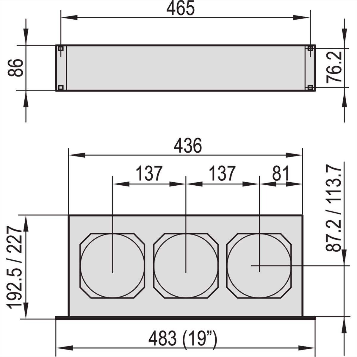 SCHROFF 19" Drucklüfter 2 HE für Kartentiefe 220 mm - DRUCKLUEFTER 2HE 230V