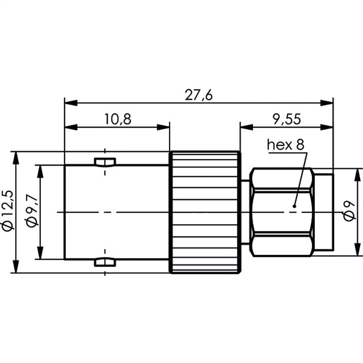 TELEGÄRTNER Adapter BNC-Buchse / SMA-Stecker