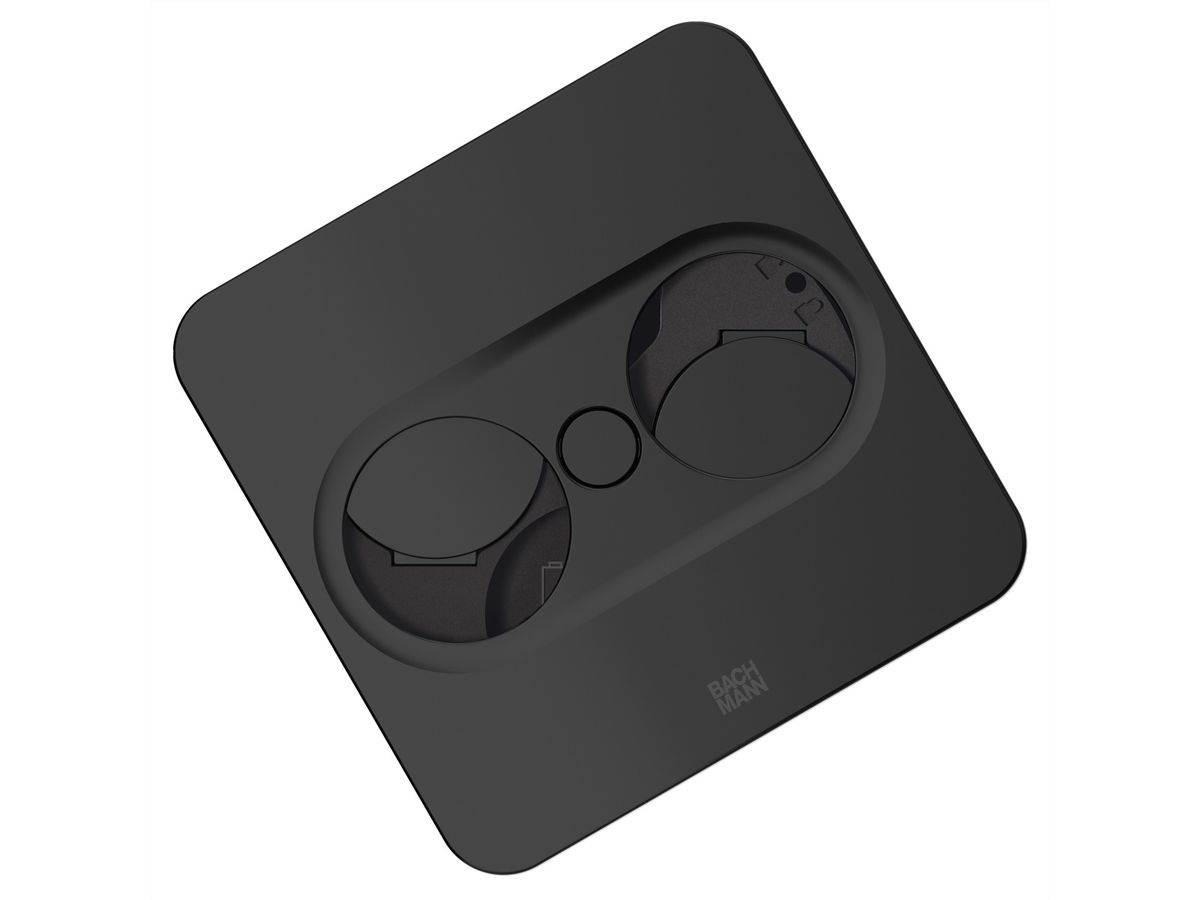 BACHMANN TWIST2 1xCH 1xUSB A/C 22W, L=0,2m RAL9005 30GE eckig