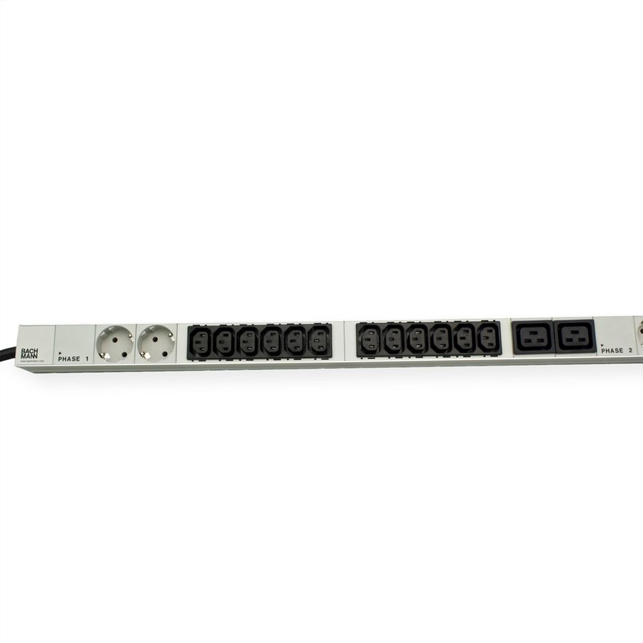 BACHMANN IT PDU ALU 1HE 36x C13 6x Schutzkontakt 6x C19 CEE 3x 16A rot