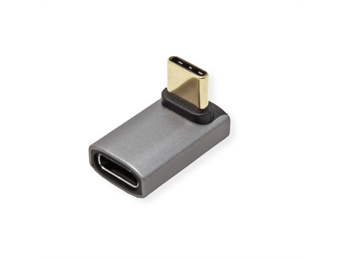 ROLINE USB4 Gen 3x2 Adapter Typ C ST/BU, Aluminium, 90°, breit, silberfarben