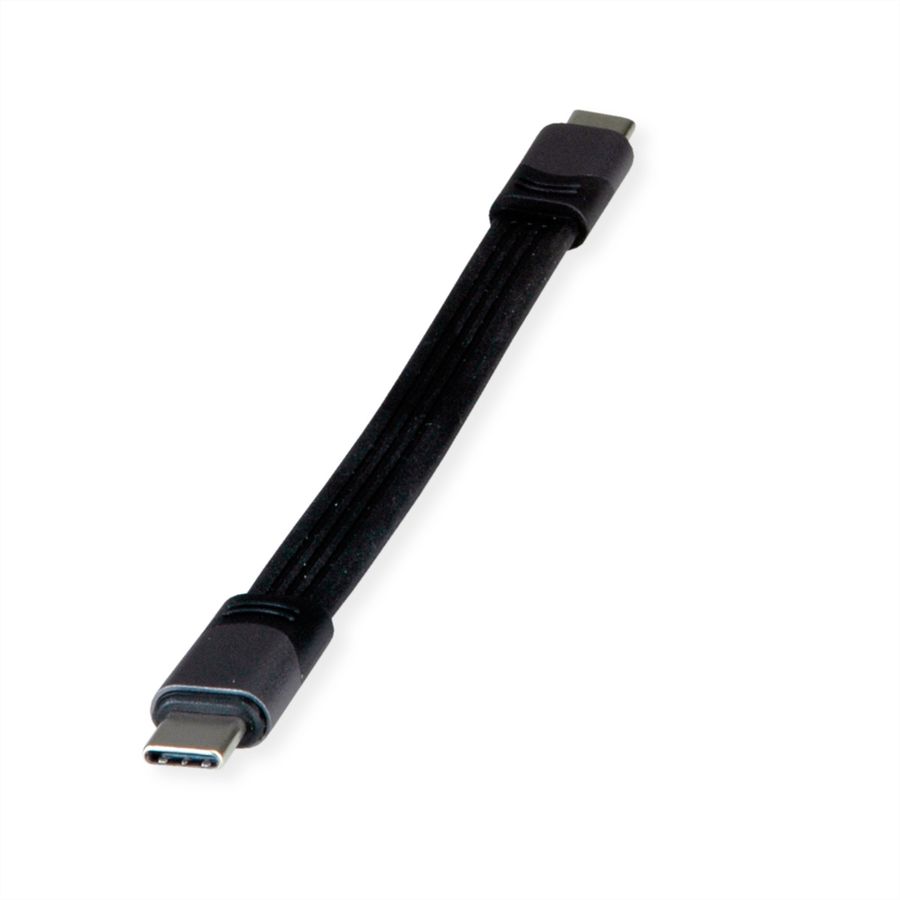 ROLINE USB4 Gen3x2 Kabel, USB C-C, ST/ST, 8K UHD-2, 40Gbit/s, 100W, extra-flach, schwarz, 15 cm