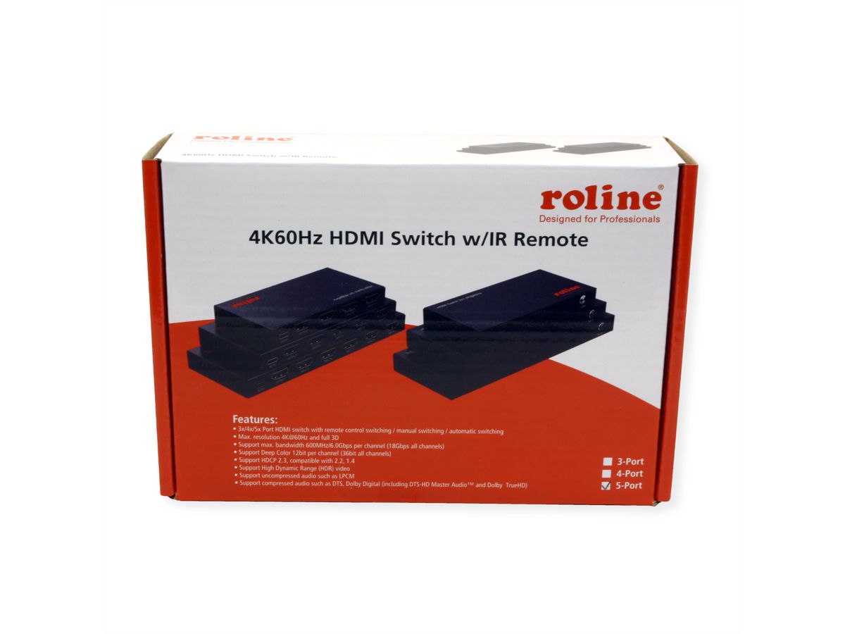ROLINE 4K HDMI Switch, 5-fach, mit Fernbedienung