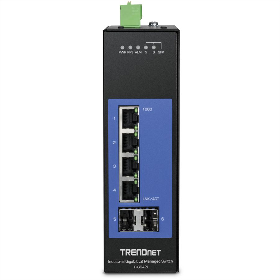 TRENDnet TI-G642i DIN-Rail Switch 6-Port Industrial Gigabit L2