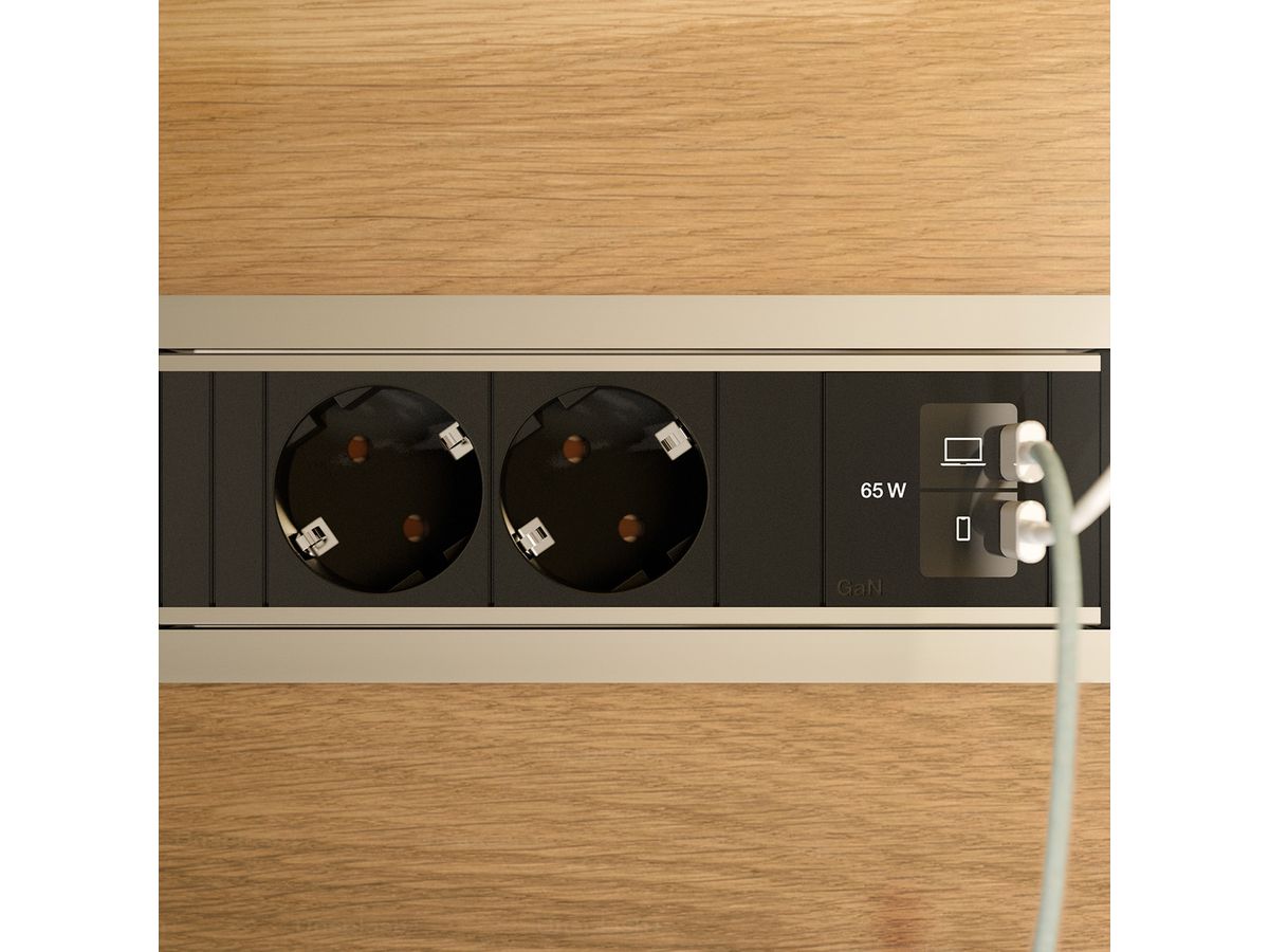 BACHMANN POWER FRAME 2xCEE7/3, 1xUSB C/C 65W L=0,2m