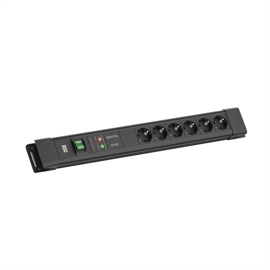 BACHMANN CONNECTUS 6xCEE7/3, 1xGVS 1xSchalter 2,0m CEE7/7 Schwarz
