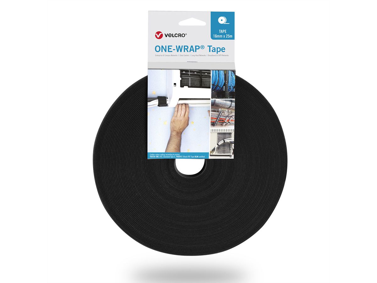 VELCRO® One Wrap® Band 20 mm breit, flammhemmend, schwarz, 25 m