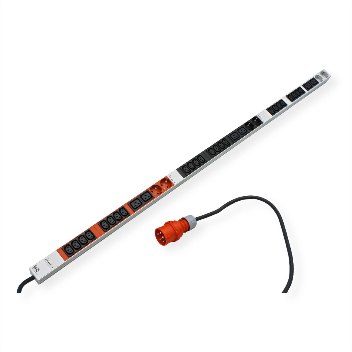 BACHMANN IT PDU ALU 1HE 24x C13 6x C19 CEE 3x16A rot