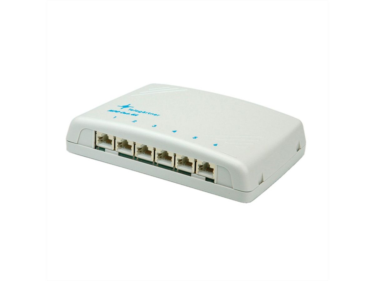 TELEGÄRTNER Mini-Verteiler MPD6 Kat.6A (Class EA), für Wandmontage, 6 Ports