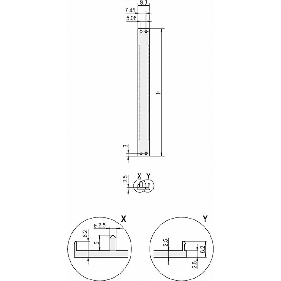 SCHROFF Frontplatten, U-Profil, schirmbar - TEILFRONTPLATTE 6HE 2TE