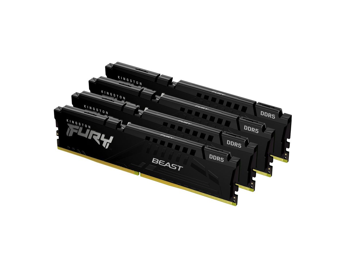 Kingston Technology FURY Beast 128 GB 5200 MT/s DDR5 CL40 DIMM (4er-Kit) Black XMP