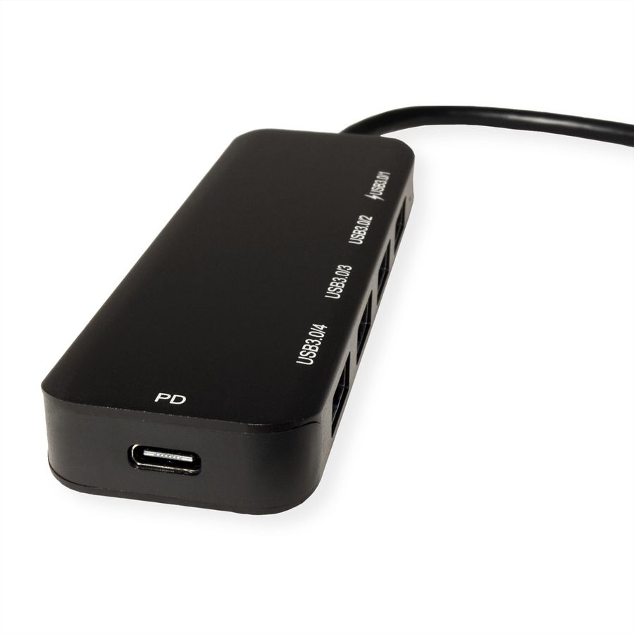 VALUE USB 3.2 Gen 1 Hub, 4fach, Typ C Anschlusskabel, mit 1 PD-Port