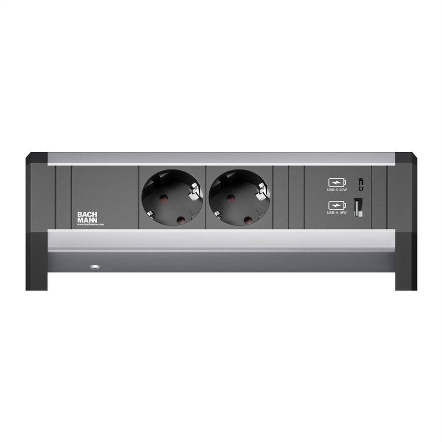 BACHMANN DESK 2xSchutzkontakt 1xUSB A&C, USB Charger 22W Charger, GST18