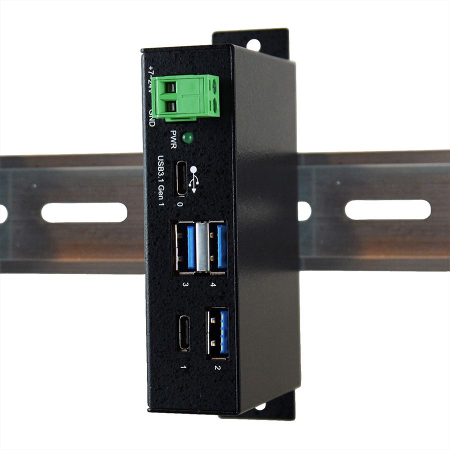 EXSYS EX-1195HMS 4 Port USB 3.2 Gen1 HUB mit C-Port für Ein- und Ausgang, 15KV Surge Protection