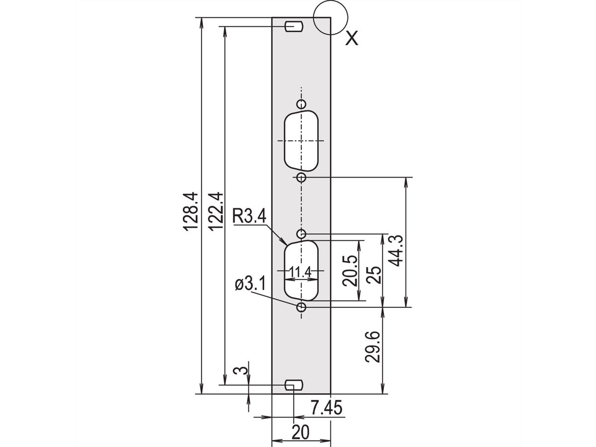 SCHROFF Frontplatten für D-Sub Steckverbinder - TEILFRONTPL.3HE 4TE 2X9 DC