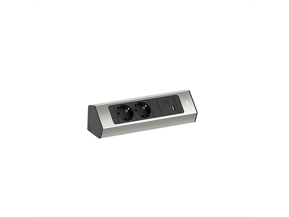BACHMANN CASIA 2 2xCEE7/3 1xUSB A/C 22W 2,0m AEH Edelstahl-Optik