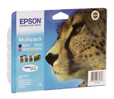 T071540, Multipack, schwarz, cyan, magenta, yellow, für EPSON Stylus D78 / D92 / D120 / DX4000 / DX5000 / DX6000 / DX7000F / DX8400 / S21 / SX110