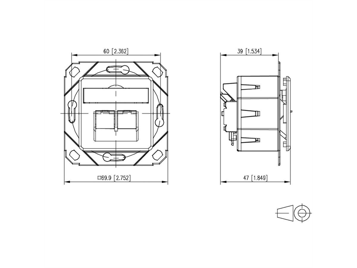 METZ CONNECT E-DAT C6A LSA++ Dose, 2 Port, UPk, reinweiß