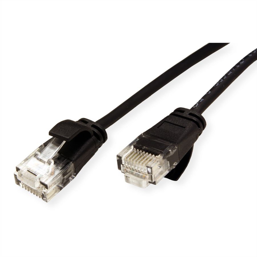 ROLINE GREEN UTP Patchkabel Cat.6A (Class EA), LSOH, slim, schwarz, 0,15 m