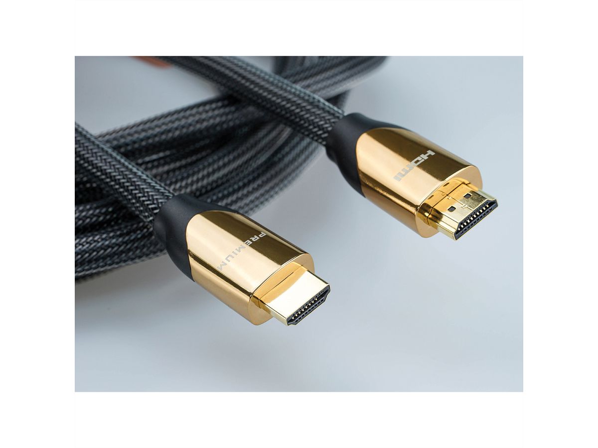 ROLINE 4K PREMIUM HDMI Ultra HD Kabel mit Ethernet, ST/ST, schwarz, 1 m