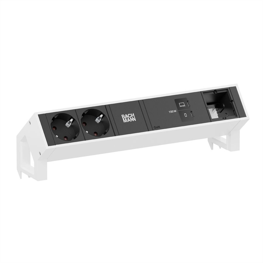 BACHMANN DESK2 2xCEE7/3 1xUSB C/C 100W, 1xCM 1,0m RAL9010