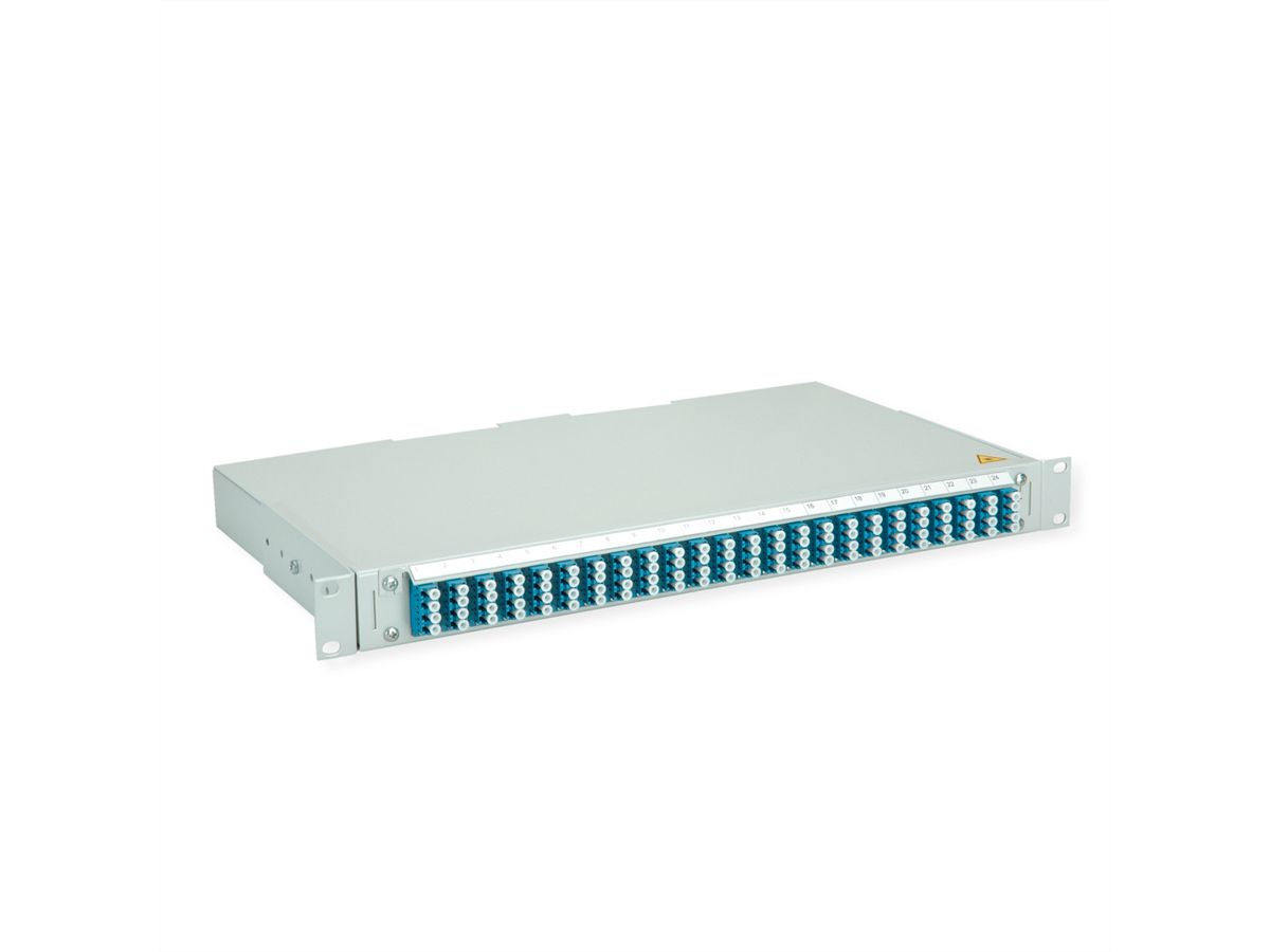 TELEGÄRTNER BASIS V LWL-Panel mit Kupplungen & Pigtails, 24x LC Quad, grün, OS2 PC