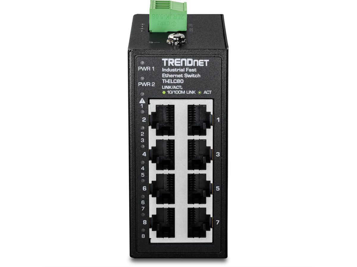 TRENDnet TI-ELC80 8-Port Ethernet Mini Switch Industrial DIN-Rail