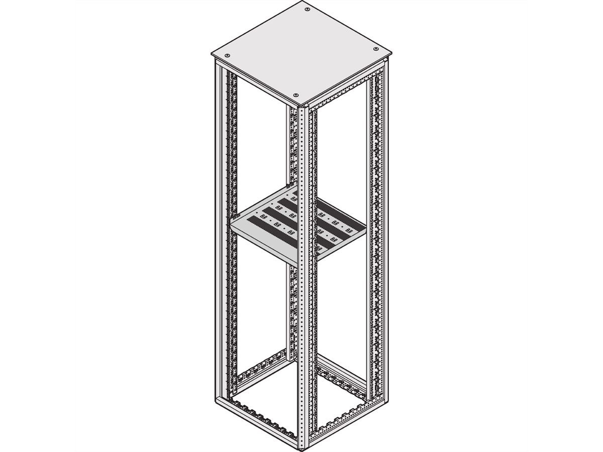 SCHROFF 19"-Fachboden stationär - 19"FACHB.STAT. 700T RAL7035