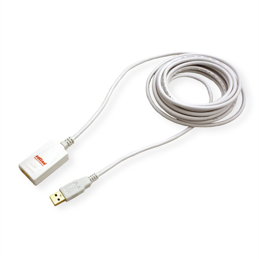 ROLINE USB 2.0 Verlängerung, weiß, 5 m