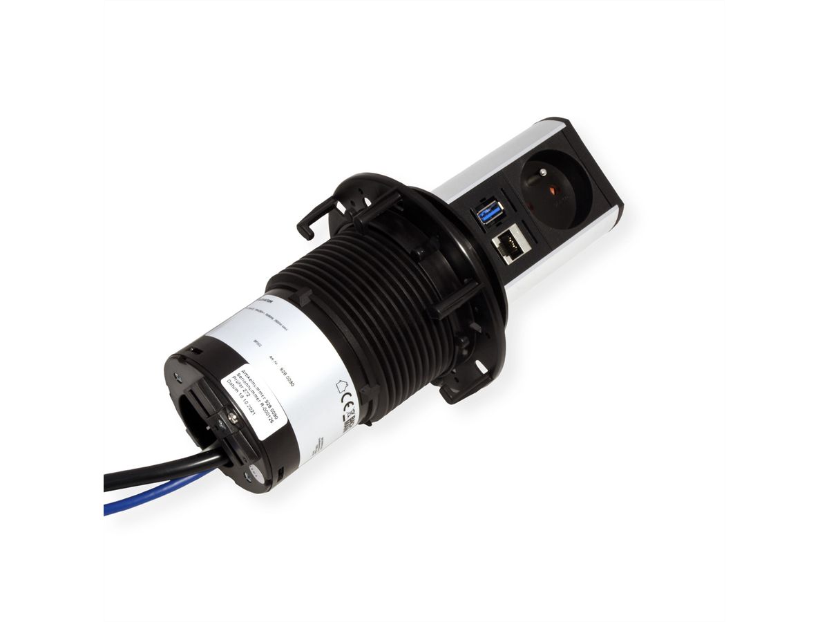 BACHMANN ELEVATOR 1xUTE 1xUSB 1xCAT6A 0,5m GST18 Aluprofil eloxiert