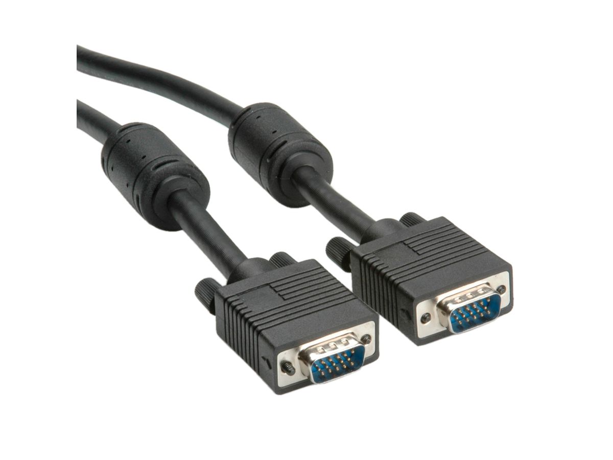 STANDARD SVGA Kabel HD15 + Ferrit + DDC, ST - ST, schwarz, 10 m