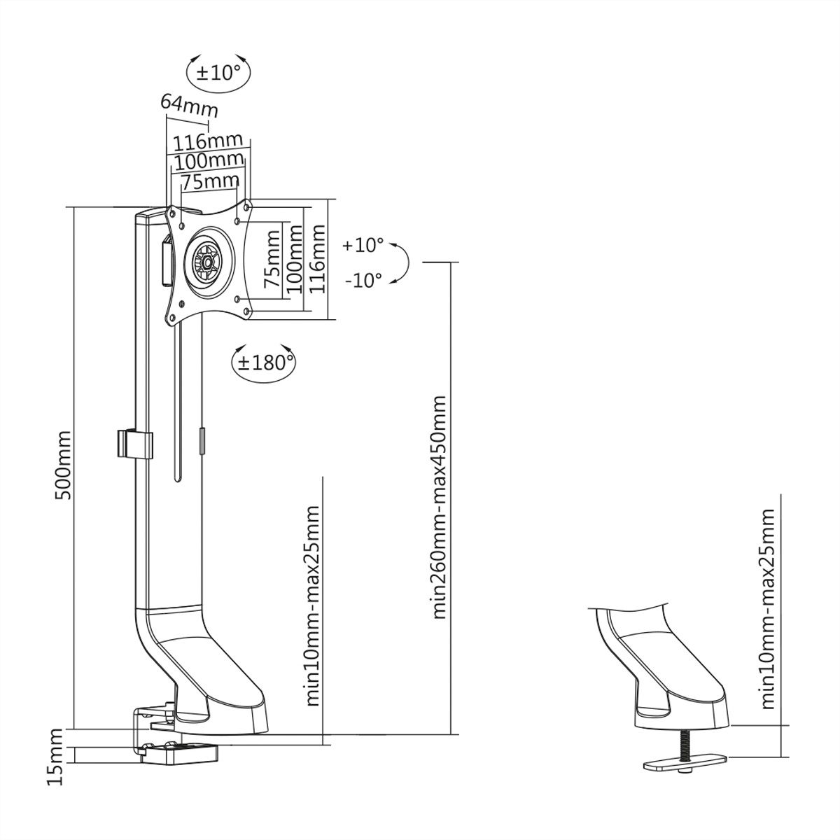 VALUE LCD-Monitorhalterung, geringer Platzbedarf, 17-32 Zoll, bis 8 kg