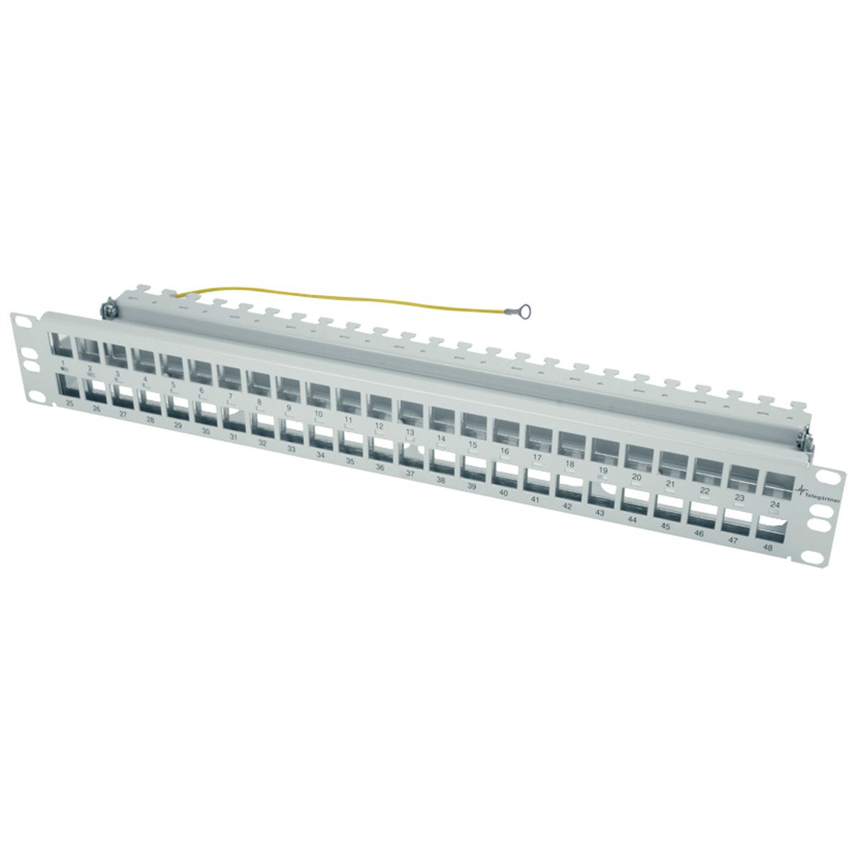 TELEGÄRTNER 19" Modultr. 1.5 HE für 48 AMJ/UMJ, Module/Kupplungen, inkl. KAF, RAL 7035