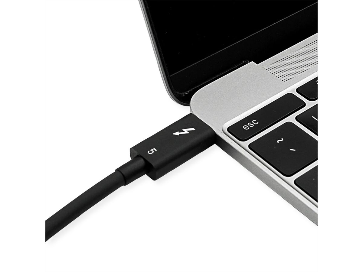 ROLINE Thunderbolt™ 5 Kabel, C-C, ST/ST, 80Gbit/s, 240W, passiv, schwarz, 0,8 m