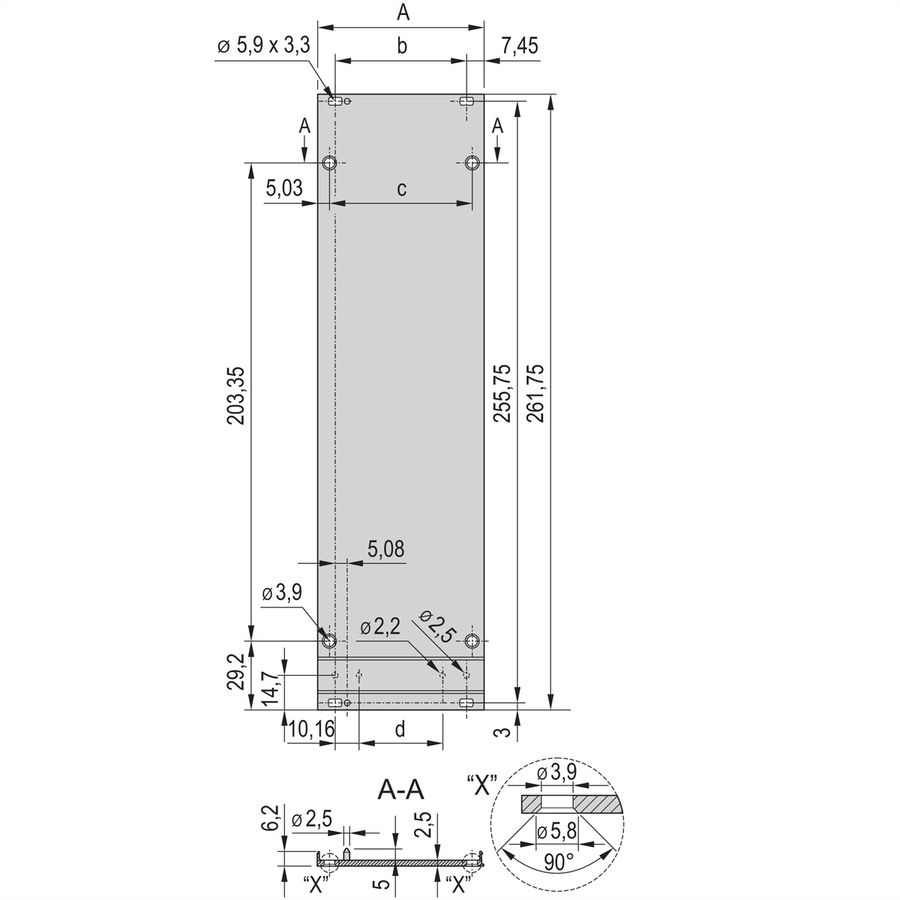 SCHROFF Frontplatte für Kassetten, Schirmbar mit EMV-Textildichtung - KAS FPL EMV TEXTIL 6HE 8TE