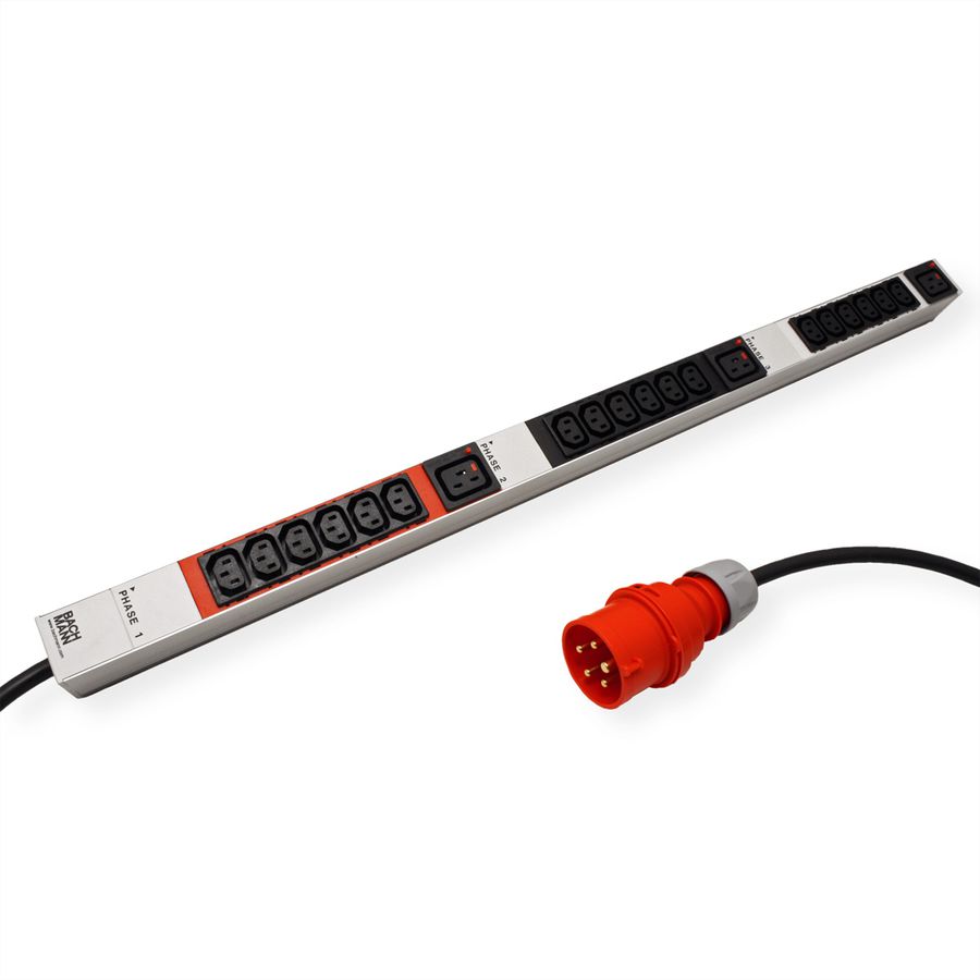 BACHMANN IT PDU ALU 1HE 18xC13 3xC19 Stecker CEE 3L+N+PE 16A