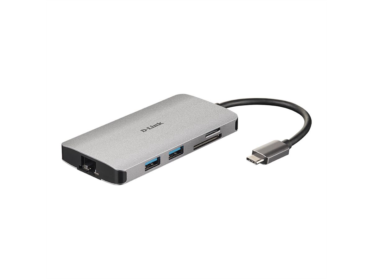 D-Link DUB-M810 USB-C 8-Port USB 3.0 Hub HDMI, Ethernet, Card Reader, Power