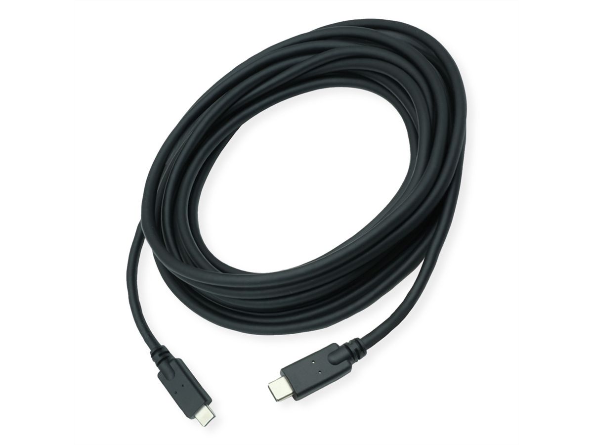 ROLINE USB 3.2 Gen 2 kompatibles Kabel, C-C, ST/ST, 10Gbit/s, Emark, 85W, schwarz, 7 m