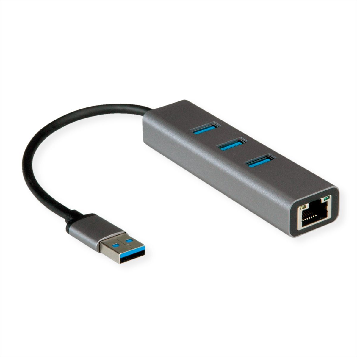 ROLINE USB-A zu Gigabit Ethernet Konverter + Hub