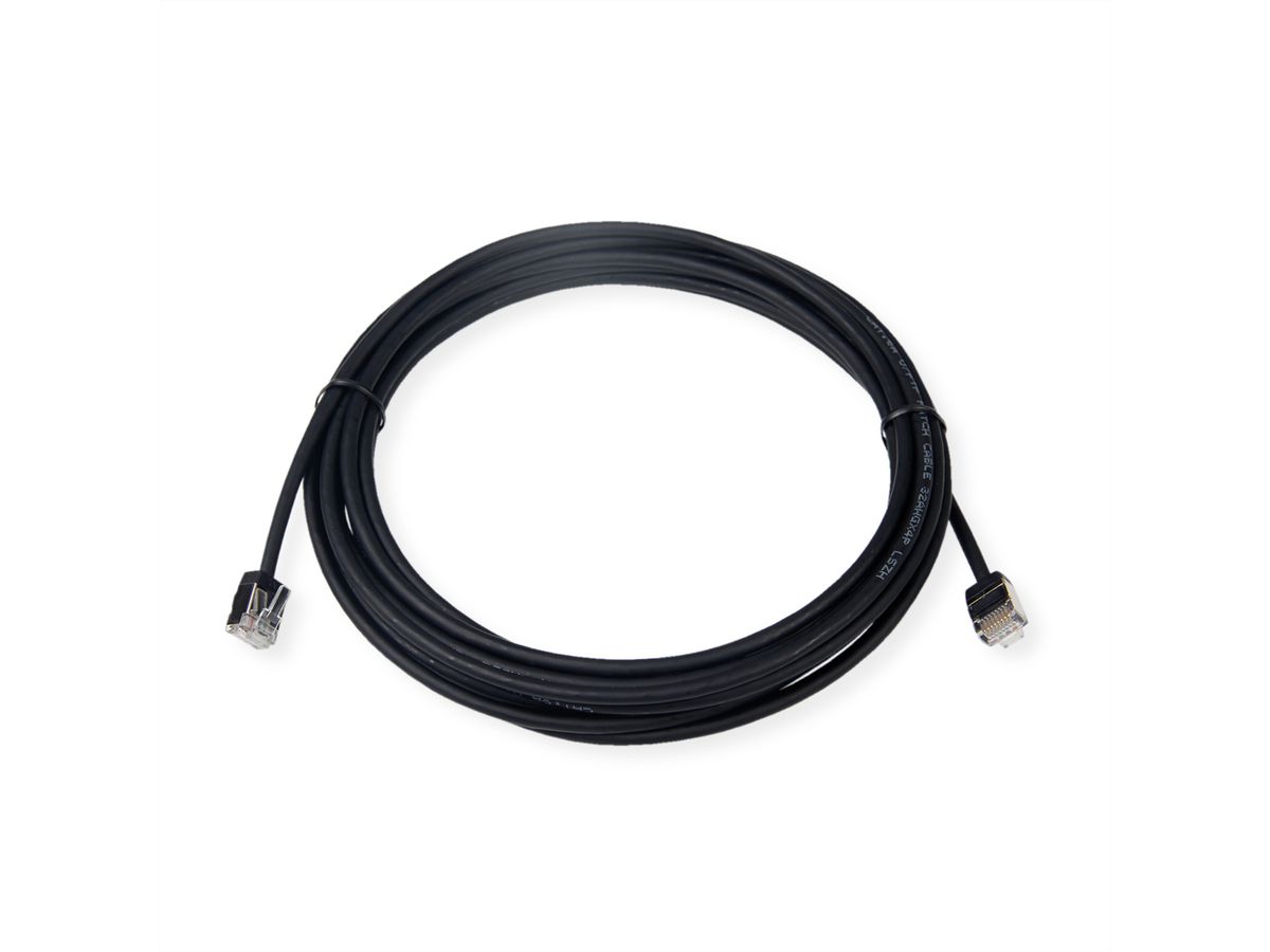 ROLINE U/FTP DataCenter Patchkabel Kat.6A (Class EA), LSOH, slim, extra kurzer Stecker, schwarz, 0,5 m