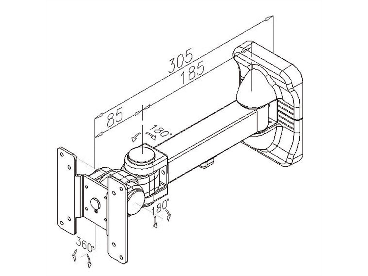 VALUE LCD-Befestigung, Wandmontage, 3 Gelenke, bis 10 kg