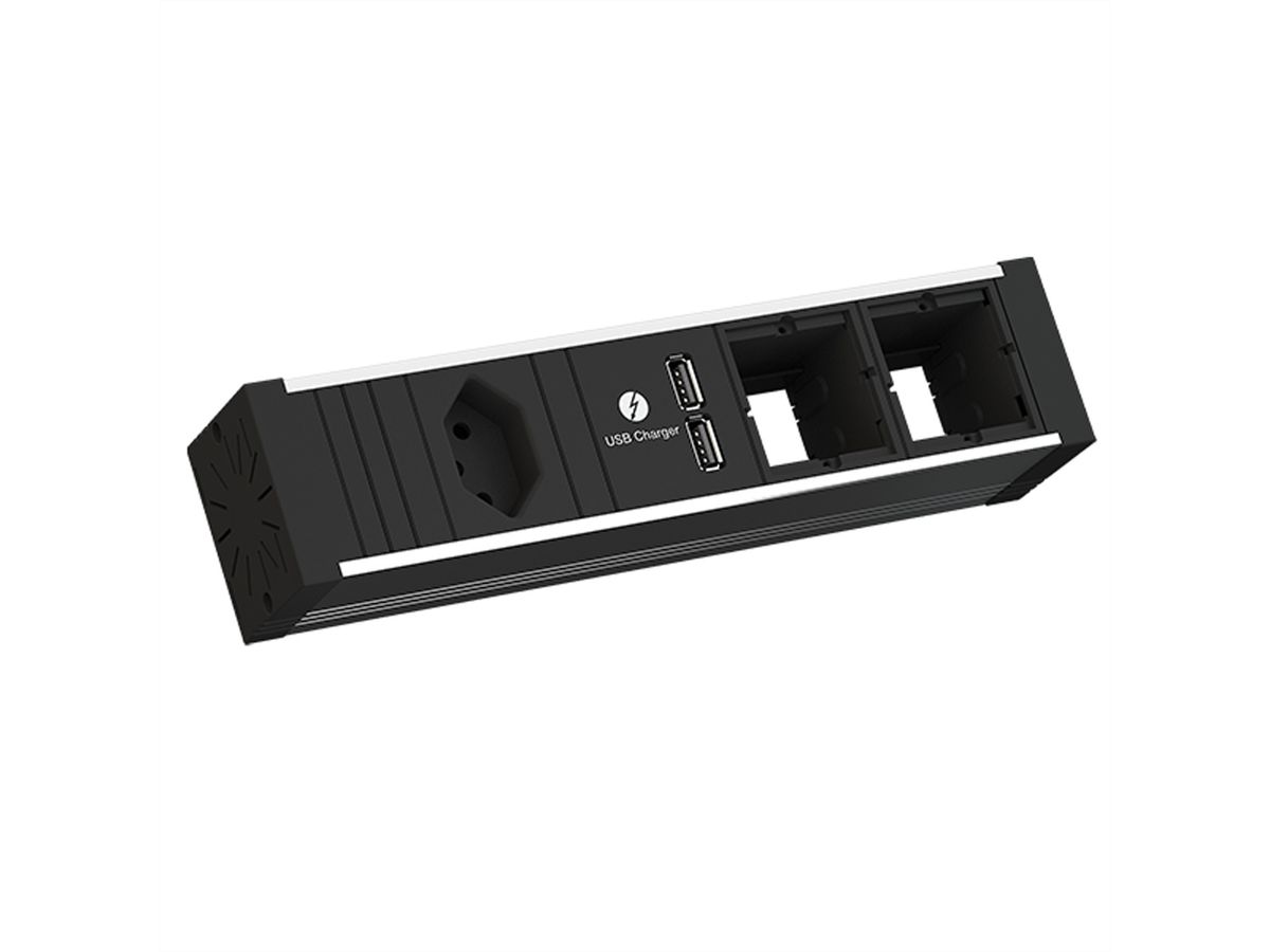 BACHMANN VENID 1xCH T13 USB Chargr 2xCM, Strom 0,2m GST18 schwarz Schweiz
